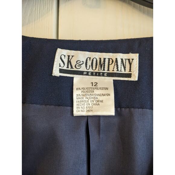 SK & Company Women's Navy Blue Single-Button Blaze & Pant Set Size 12P - Picture 4 of 9